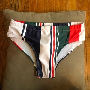 Men's Striped Swim Briefs in Navy, White, Green & Red
